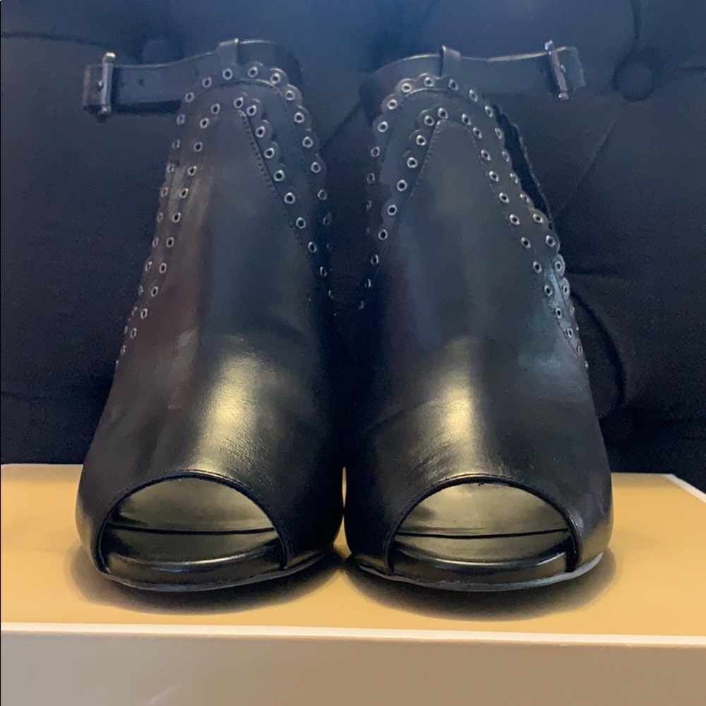 Michael Kors Leather Jessie Open Toe Bootie